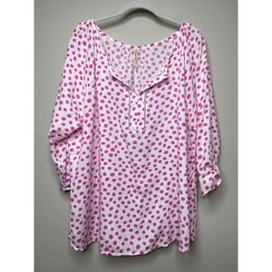 Grand & Greene Polka Dot Flowy Shirt Size L 3/4 Sleeves